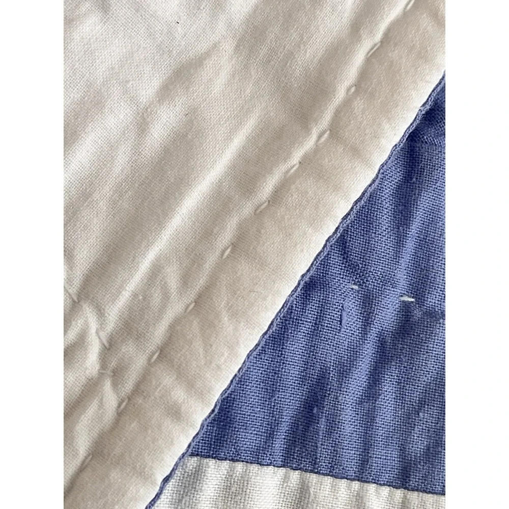 Vintage Cornflower Blue & White Handmade Quilt Sampler Geometric Zig Zag 85x90
